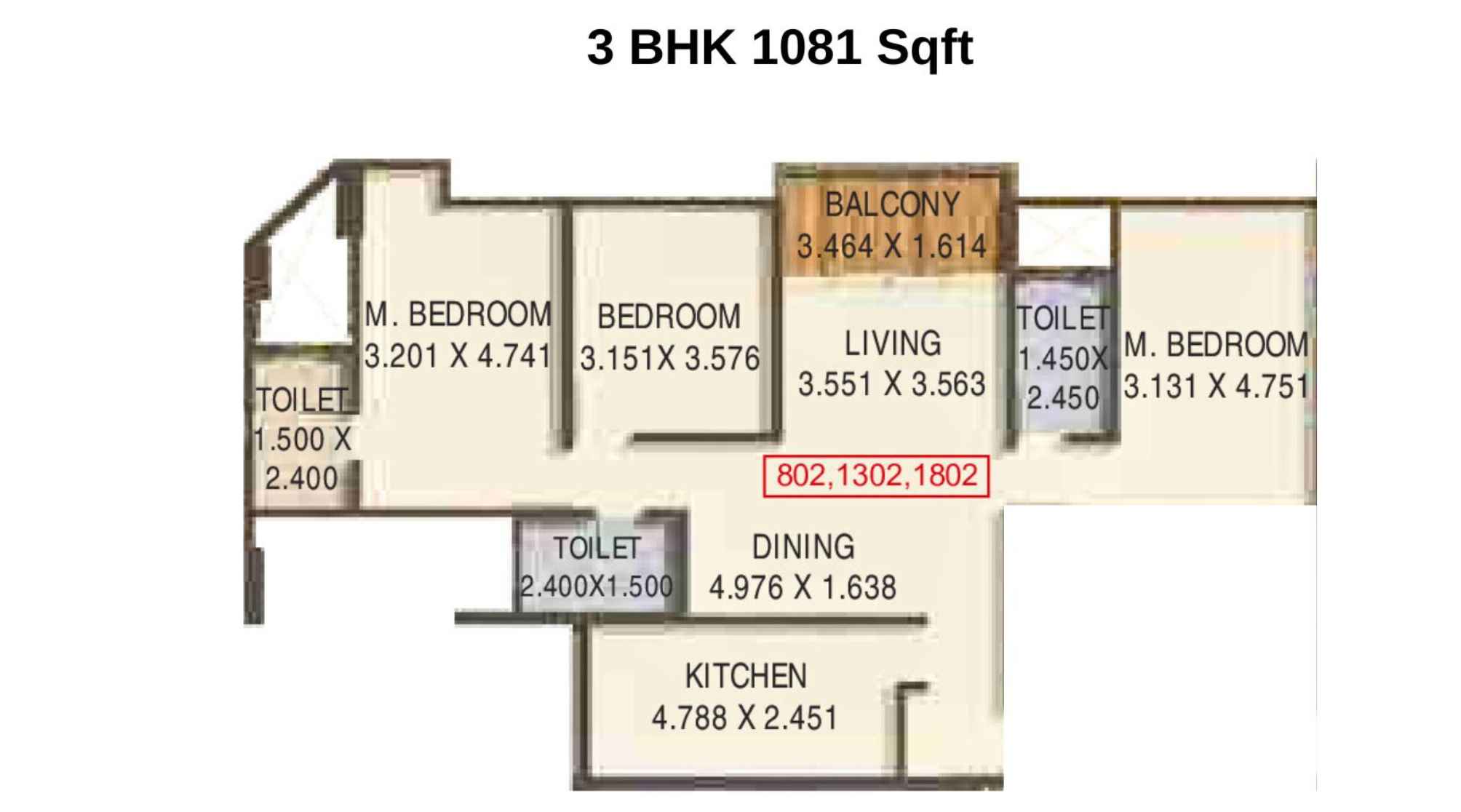 Kumar-Prithvi-Floor-Plan-3-BHK-1081-Sqft
